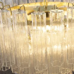 Hot Pamono Large Murano Glass Crystal Tronchi Suspension Chandelier, Italy, 1990s