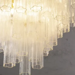 Hot Pamono Large Murano Glass Crystal Tronchi Suspension Chandelier, Italy, 1990s