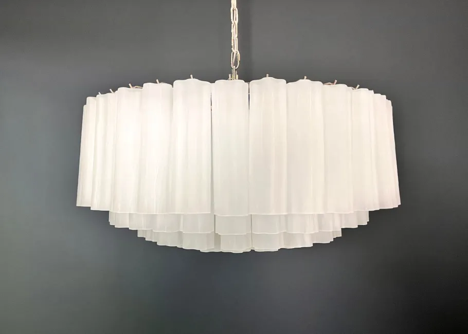 Best Pamono Large Murano Glass Pendant in Acid-Etched Glass Tubes, 1990s