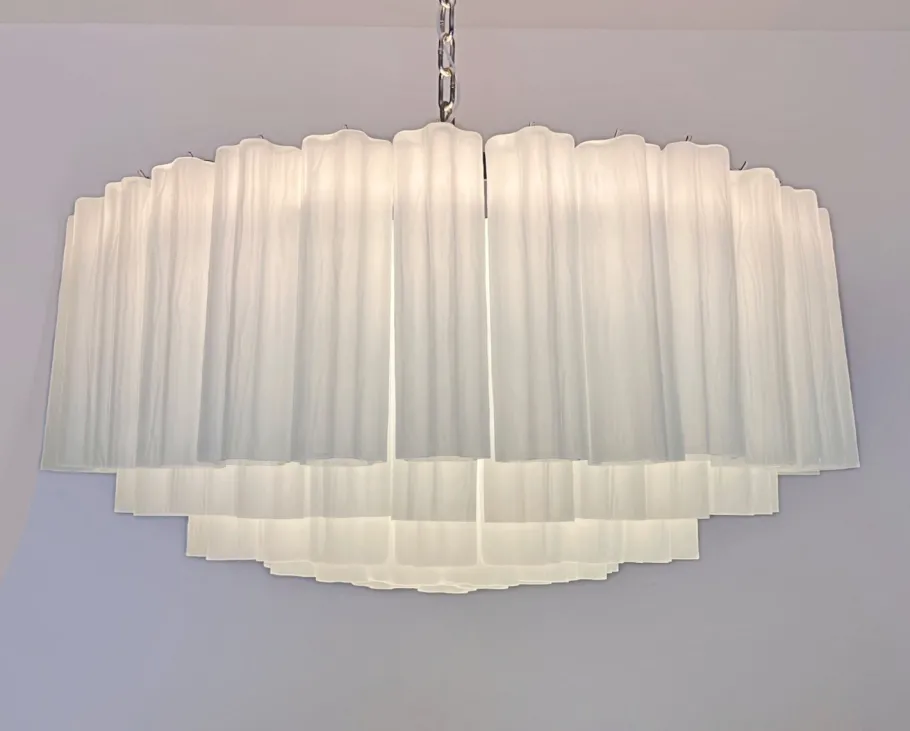 Best Pamono Large Murano Glass Pendant in Acid-Etched Glass Tubes, 1990s