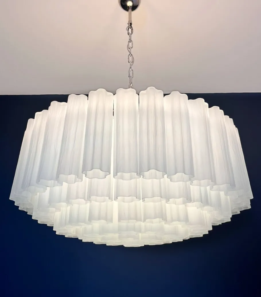 Best Pamono Large Murano Glass Pendant in Acid-Etched Glass Tubes, 1990s