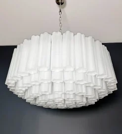 Best Pamono Large Murano Glass Pendant in Acid-Etched Glass Tubes, 1990s