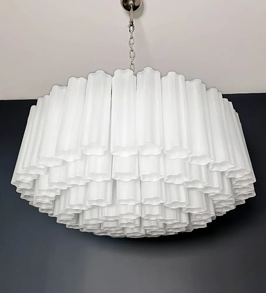 Best Pamono Large Murano Glass Pendant in Acid-Etched Glass Tubes, 1990s