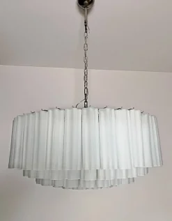 Best Pamono Large Murano Glass Pendant in Acid-Etched Glass Tubes, 1990s