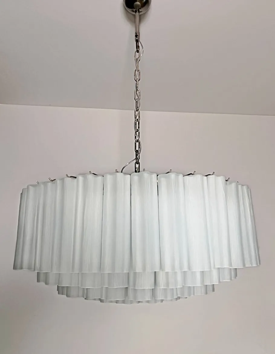 Best Pamono Large Murano Glass Pendant in Acid-Etched Glass Tubes, 1990s