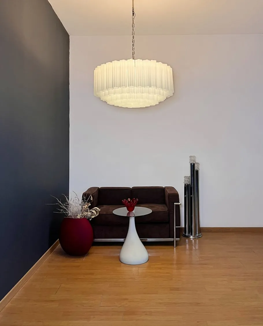 Best Pamono Large Murano Glass Pendant in Acid-Etched Glass Tubes, 1990s