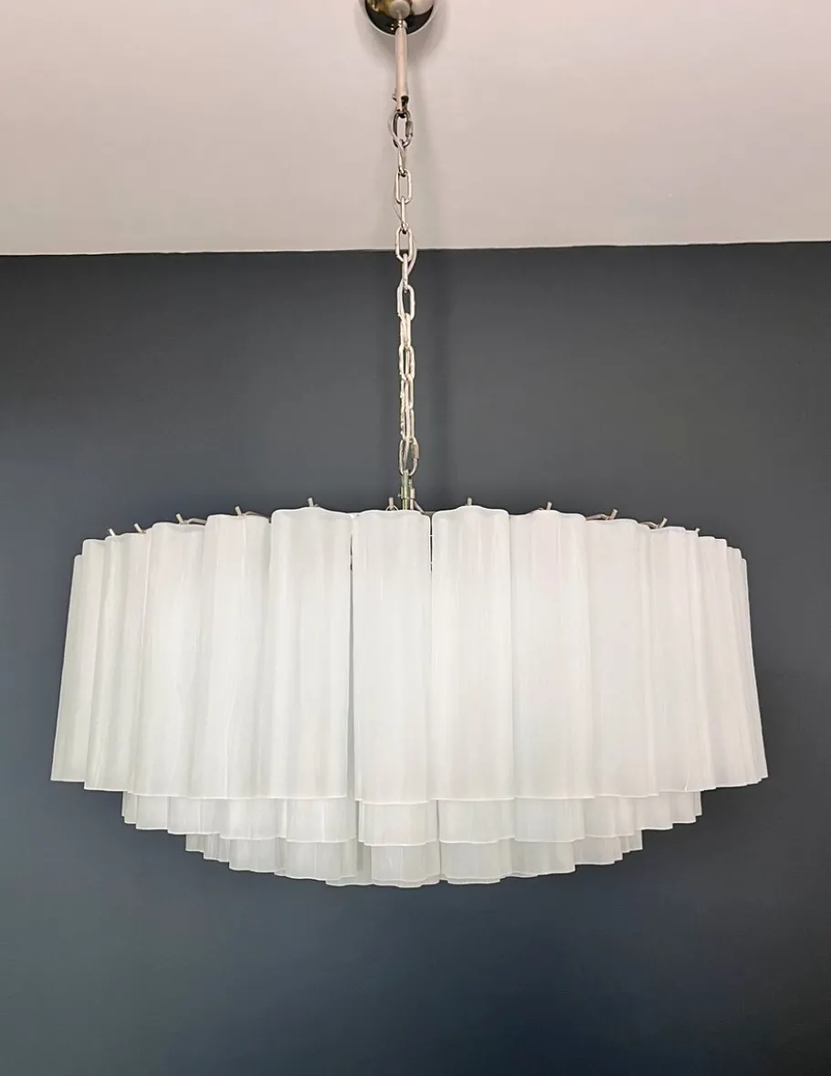 Best Pamono Large Murano Glass Pendant in Acid-Etched Glass Tubes, 1990s