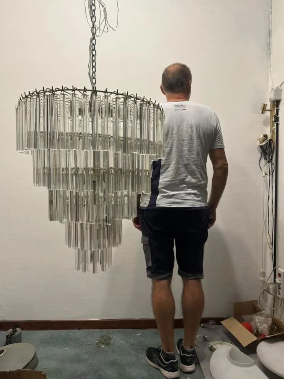 Best Pamono Large Murano Glass Prism Triedri Chandelier by Paolo Venini, 1970s