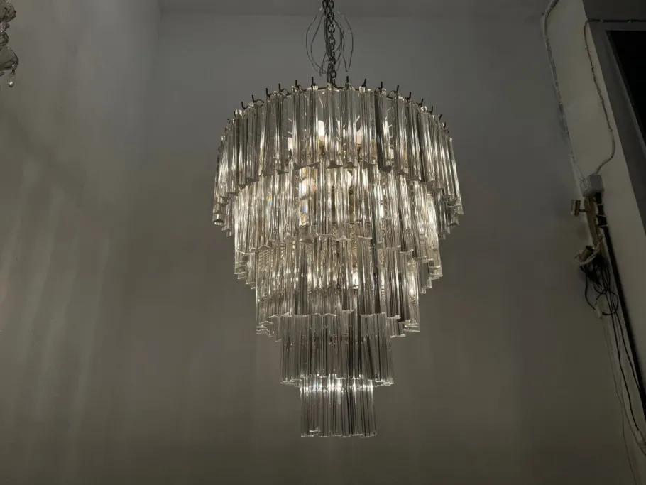Best Pamono Large Murano Glass Prism Triedri Chandelier by Paolo Venini, 1970s