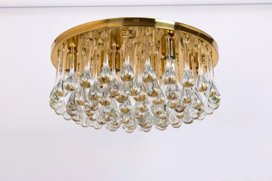 Best Pamono Large Murano Glass Tear Drop Chandelier attributed to C.Palme, Germany, 1970s