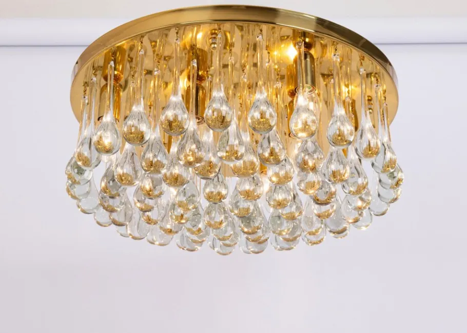 Best Pamono Large Murano Glass Tear Drop Chandelier attributed to C.Palme, Germany, 1970s