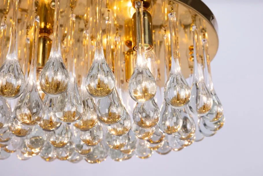 Best Pamono Large Murano Glass Tear Drop Chandelier attributed to C.Palme, Germany, 1970s