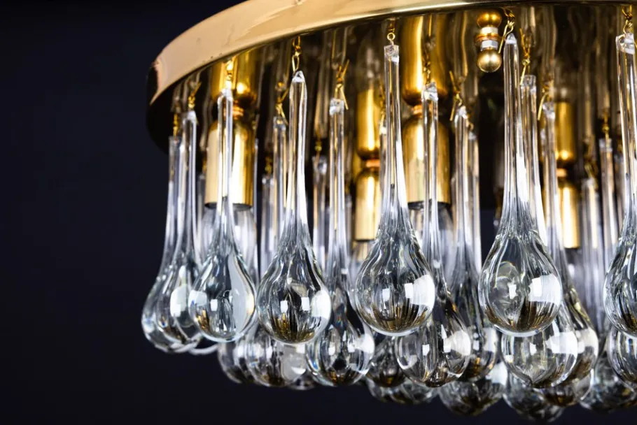 Best Pamono Large Murano Glass Tear Drop Chandelier attributed to C.Palme, Germany, 1970s