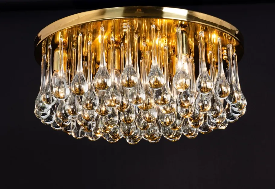 Best Pamono Large Murano Glass Tear Drop Chandelier attributed to C.Palme, Germany, 1970s