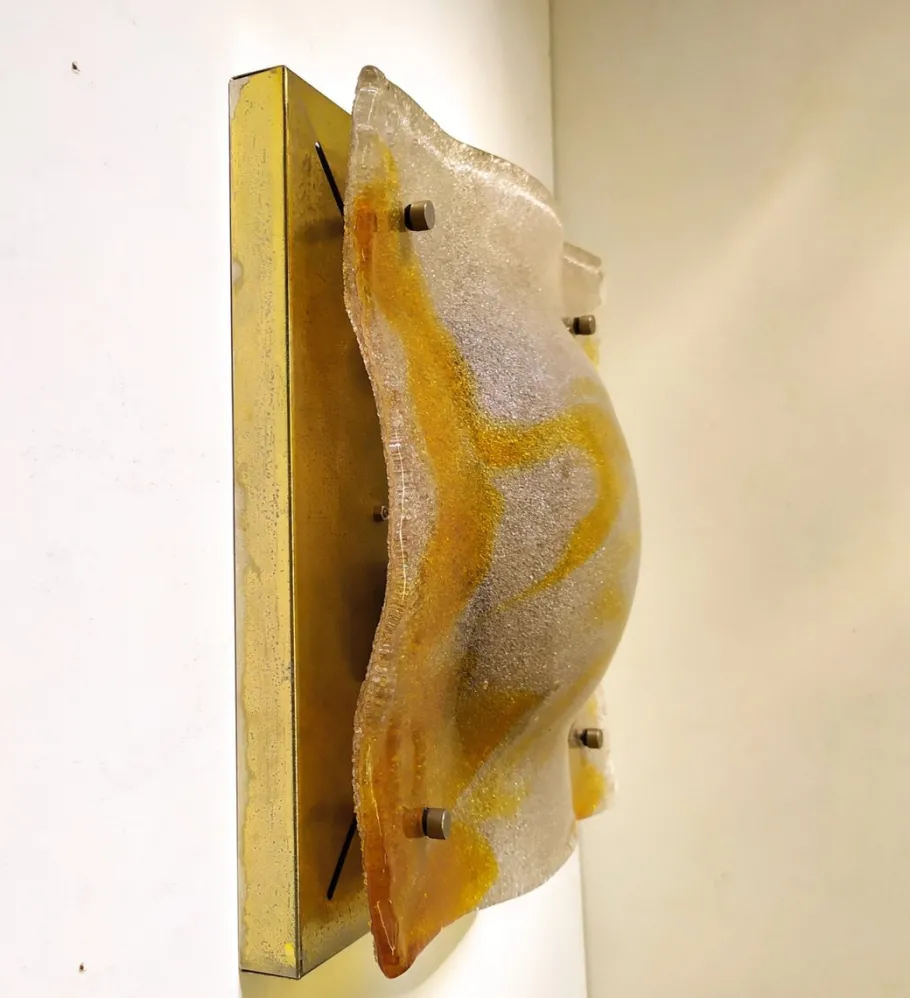 New Pamono Large Murano Glass Wall Light from Mazzega, 1970s