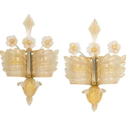 Best Pamono Large Murano Glass Wall Sconces attributed to Barovier & Toso, Italy, 1970s, Set of 2