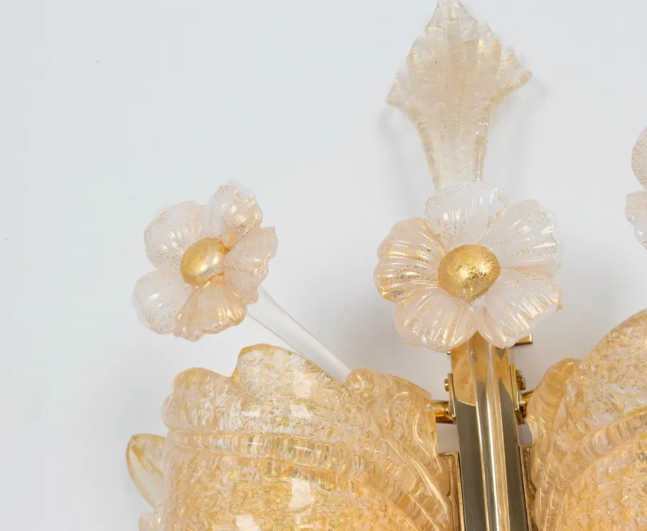Best Pamono Large Murano Glass Wall Sconces attributed to Barovier & Toso, Italy, 1970s, Set of 2