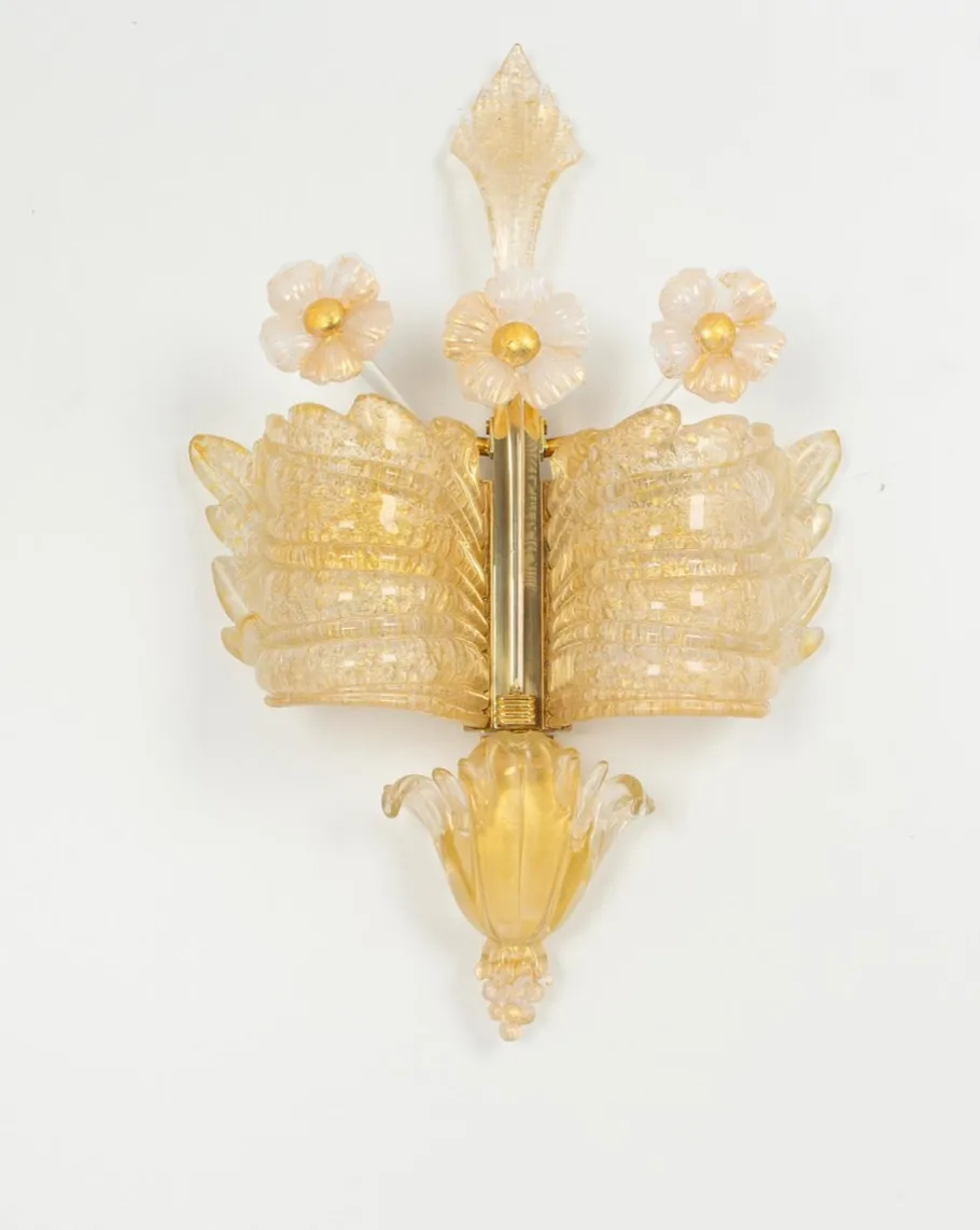 Best Pamono Large Murano Glass Wall Sconces attributed to Barovier & Toso, Italy, 1970s, Set of 2