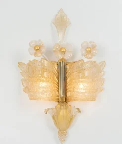 Best Pamono Large Murano Glass Wall Sconces attributed to Barovier & Toso, Italy, 1970s, Set of 2