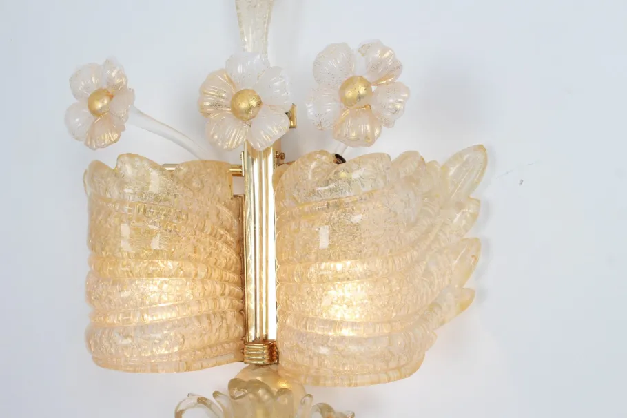 Best Pamono Large Murano Glass Wall Sconces attributed to Barovier & Toso, Italy, 1970s, Set of 2