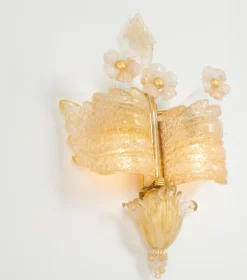 Best Pamono Large Murano Glass Wall Sconces attributed to Barovier & Toso, Italy, 1970s, Set of 2