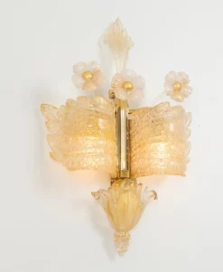Best Pamono Large Murano Glass Wall Sconces attributed to Barovier & Toso, Italy, 1970s, Set of 2