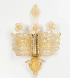Best Pamono Large Murano Glass Wall Sconces attributed to Barovier & Toso, Italy, 1970s, Set of 2