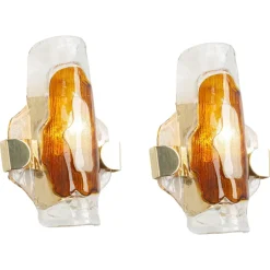 Clearance Pamono Large Murano Glass Wall Sconce by Barovier & Toso for Hille, Italy, 1970s, Set of 2