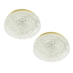 Discount Pamono Large Murano Ice Glass Ceiling Lights from Doria Leuchten, Germany, 1960s, Set of 2