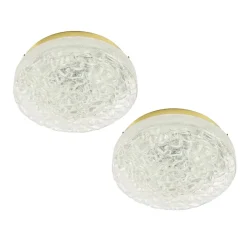 Discount Pamono Large Murano Ice Glass Ceiling Lights from Doria Leuchten, Germany, 1960s, Set of 2