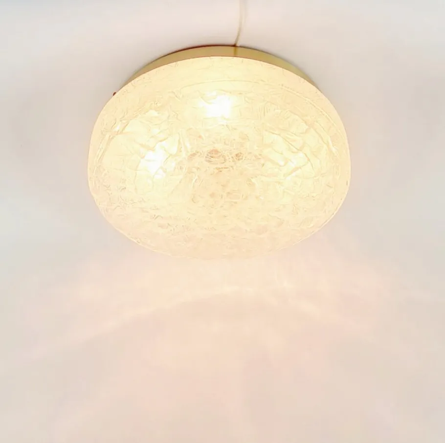 Discount Pamono Large Murano Ice Glass Ceiling Lights from Doria Leuchten, Germany, 1960s, Set of 2