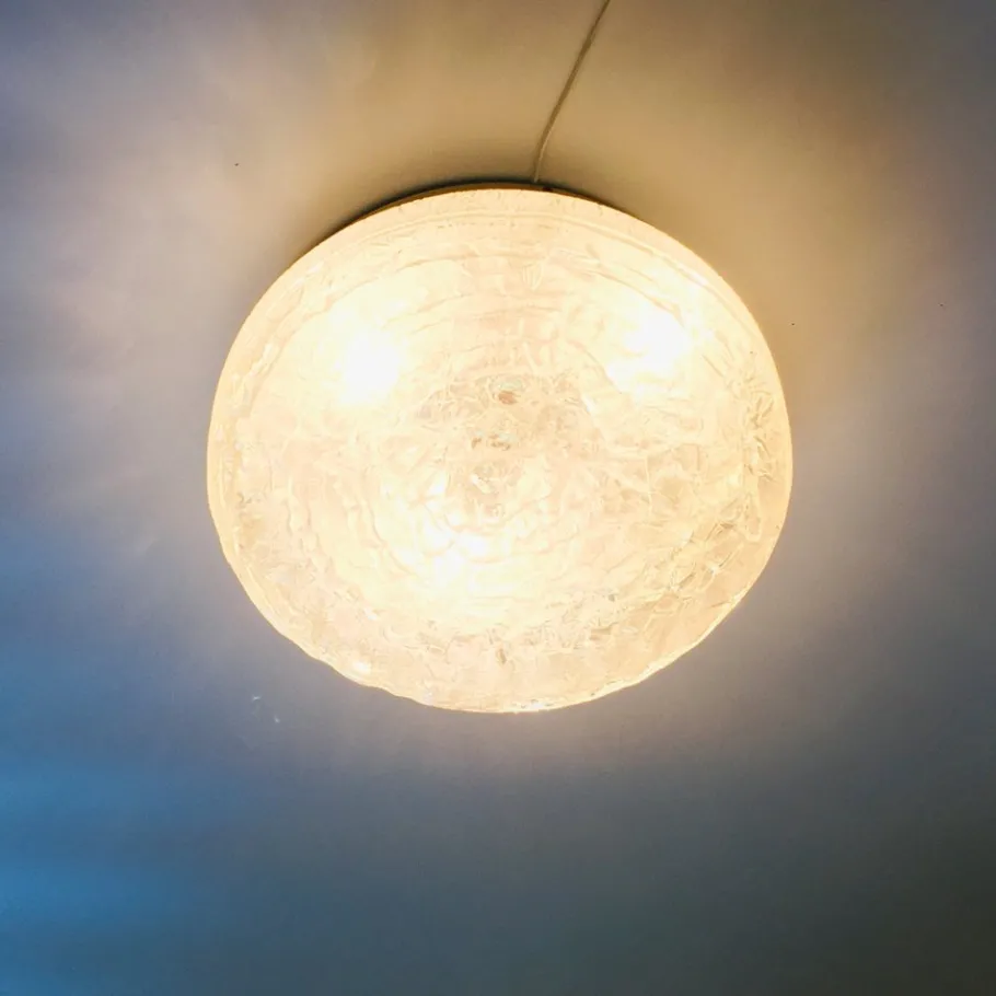 Discount Pamono Large Murano Ice Glass Ceiling Lights from Doria Leuchten, Germany, 1960s, Set of 2