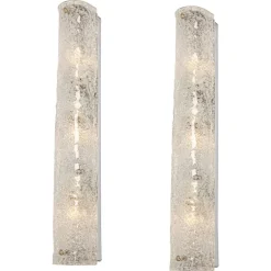 Online Pamono Large Murano Ice Glass Wall Fixtures, Germany, 1960s, Set of 2