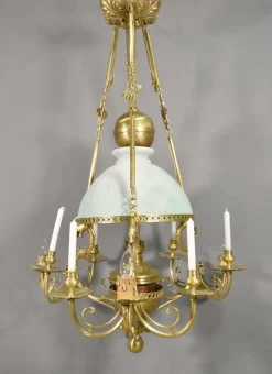 Clearance Pamono Large Napoleon III French Chandelier in Bronze and Opaline