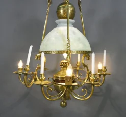 Clearance Pamono Large Napoleon III French Chandelier in Bronze and Opaline