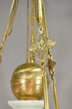 Clearance Pamono Large Napoleon III French Chandelier in Bronze and Opaline