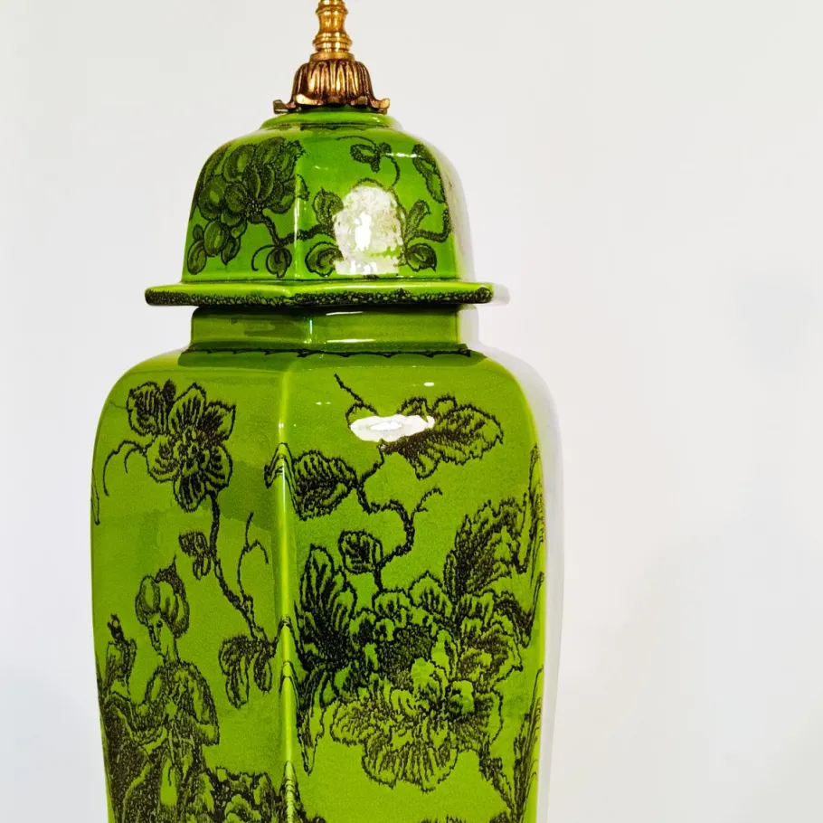 Best Pamono Large Oriental-Style Ceramic Table Lamp, 1960s