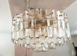 New Pamono Large Palazzo Flush Mount Ice Glass Chandelier from J. T. Kalmar, 1970s