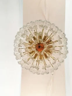 New Pamono Large Palazzo Flush Mount Ice Glass Chandelier from J. T. Kalmar, 1970s