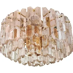 New Pamono Large Palazzo Flush Mount Ice Glass Chandelier from J. T. Kalmar, 1970s