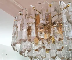 New Pamono Large Palazzo Flush Mount Ice Glass Chandelier from J. T. Kalmar, 1970s