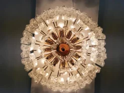 New Pamono Large Palazzo Flush Mount Ice Glass Chandelier from J. T. Kalmar, 1970s