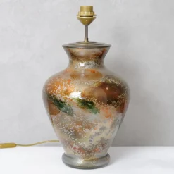 New Pamono Large Patinated Glass Table Lamp from Laque Line, 1970s