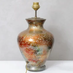 New Pamono Large Patinated Glass Table Lamp from Laque Line, 1970s