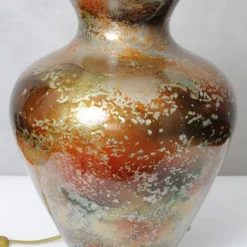 New Pamono Large Patinated Glass Table Lamp from Laque Line, 1970s