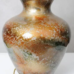 New Pamono Large Patinated Glass Table Lamp from Laque Line, 1970s