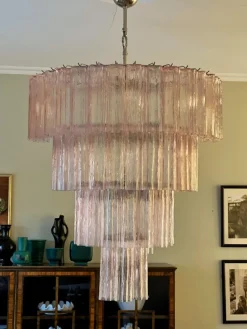 Hot Pamono Large Pink Murano Glass Chandelier