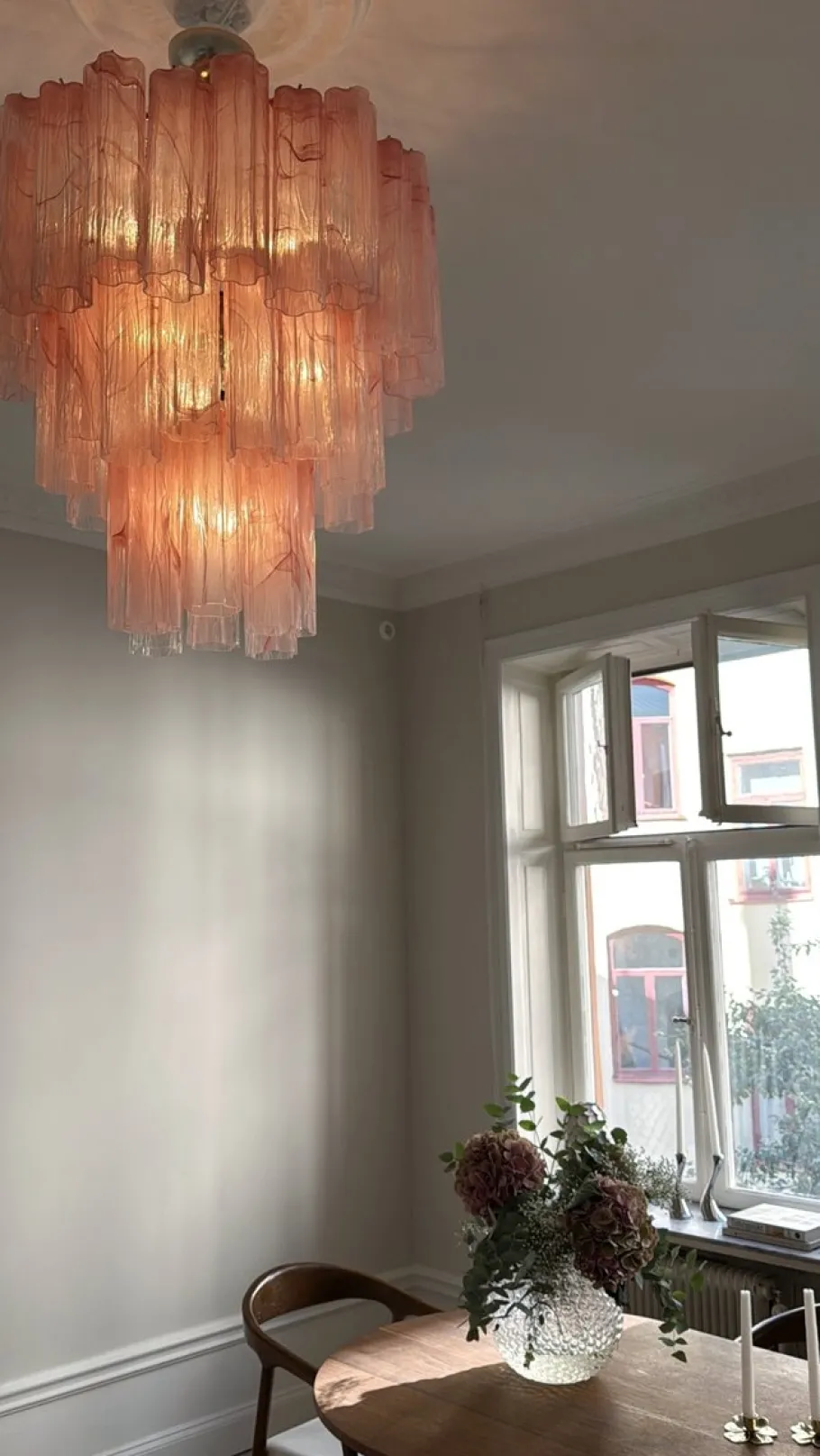 Discount Pamono Large Pink Murano Glass Chandeliers, Set of 2