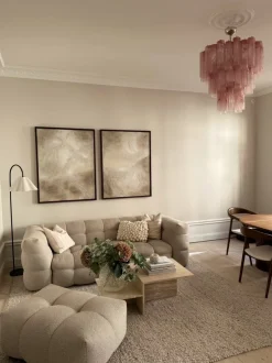 Discount Pamono Large Pink Murano Glass Chandeliers, Set of 2