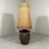 Sale Pamono Large Pottery Amphora Floor Lamp with Caned Lamp Shade, 1960s